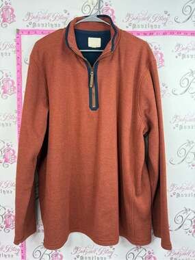 Mountain equipment Men's Half-Zip Sweater in Rust with Contrast Trim